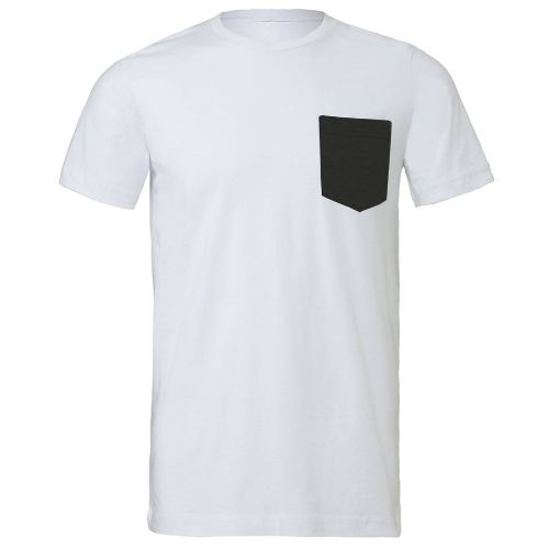 Bella Canvas Unisex Jersey Short Sleeve Pocket T-Shirt White/Black